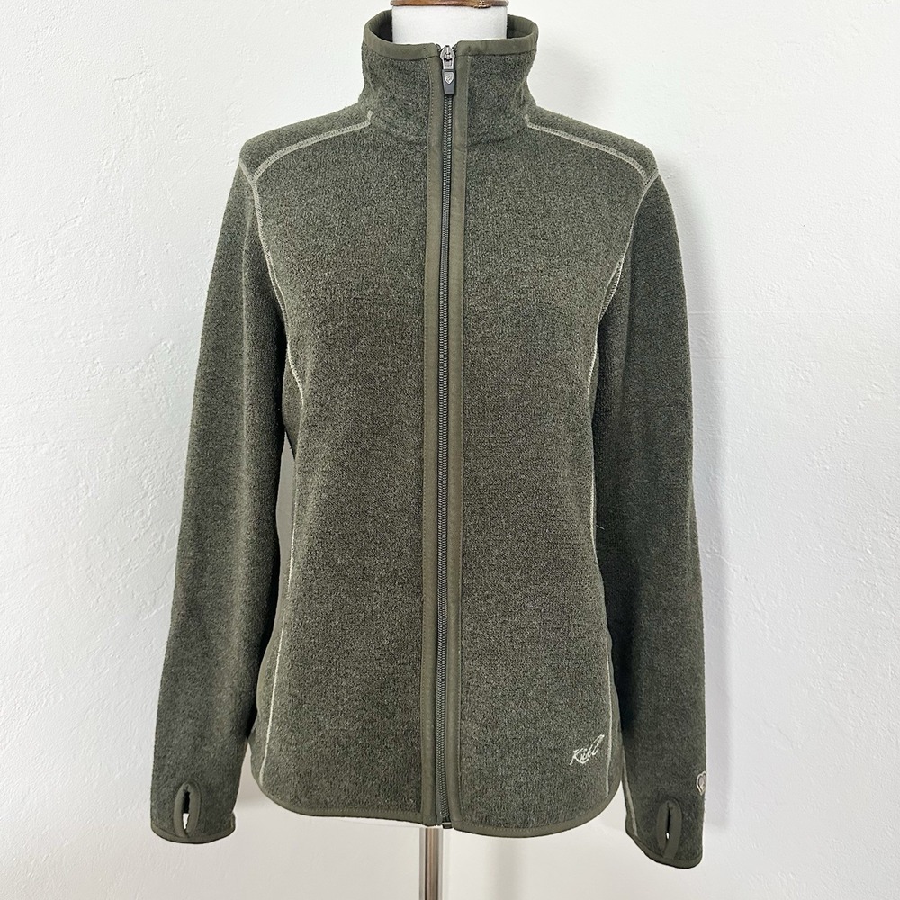 KUHL Alfpaca Fleece Jacket Women's Small Green Full Zip Mock Neck Hiking Outdoor - Picture 2 of 12